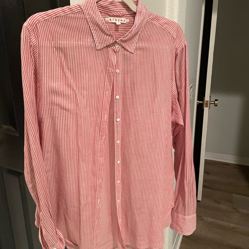Xirena red stripe blouse